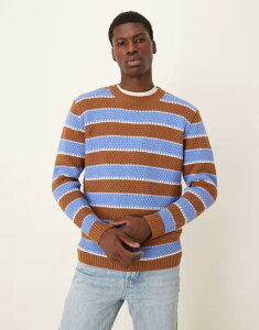 �G�C�\�X �����Y �A�E�^�[ �j�b�g�E�Z�[�^�[ �N���[�l�b�N �Z�[�^�[ �j�b�g ASOS DESIGN relaxed knit crew neck striped sweater Multi �}���`�J���[