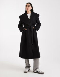 �~�X�Z���t�t���b�W ���f�B�[�X �A�E�^�[ �R�[�g Miss Selfridge formal wrap coat Black �u���b�N
