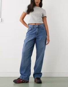 �R���[�W���� ���f�B�[�X �{�g���X �f�j���p���c �W�[���Y COLLUSION antifit mid rise jeans in mid MID BLUE �u���[