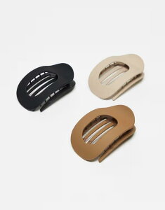 yz fUCr[h fB[X wAANZT[ ANZT[ DesignB London 3-pack flat barette hair clips in neutral BEIGE