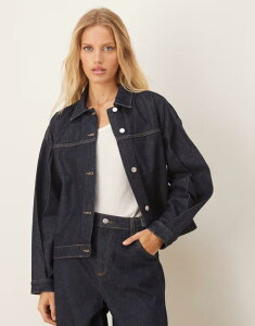 GC\X fB[X AE^[ WPbgEu] fj WPbg ASOS DESIGN boxy denim jacket with back pleat in indigo INDIGO CfBS