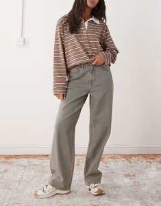 �R���[�W���� ���f�B�[�X �{�g���X �f�j���p���c �W�[���Y COLLUSION antifit mid rise jeans in washed Washed Brown �u���E��