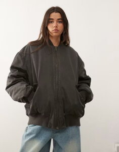 EB[NfC fB[X AE^[ WPbgEu] WPbg Weekday oversized padded bomber jacket in washed dark Dark gray washed O[