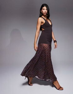 �G�C�\�X ���f�B�[�X �g�b�v�X �����s�[�X �V�A�[�X�J�[�g �N���[�v �}�L�V�����s�[�X �h�b�g �V�A�[ �X�L���[�o �X�J�[�g �}�L�V ASOS DESIGN scuba crepe maxi dress with sheer skirt in polka dots Polka Dot �h