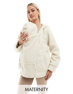 }}CVAX fB[X AE^[ WPbgEu] }^jeB WPbg Mama.licious Mamalicious Maternity 3-in-1 teddy jacket with removable front in cream Cream N[
