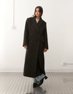 �E�B�[�N�f�C ���f�B�[�X �A�E�^�[ �R�[�g �E�[�� Weekday Logan wool blend oversized coat in mole herringbone Mole herringbone