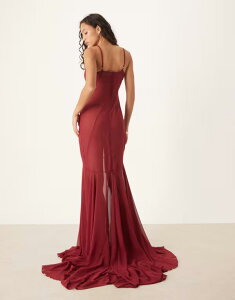 �G�C�\�X ���f�B�[�X �g�b�v�X �����s�[�X �V�t�H�� �}�L�V ASOS DESIGN chiffon cut about seam detail maxi slip dress Burgundy �o�[�K���f�B