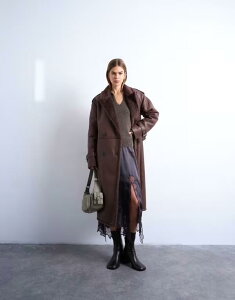 �g�b�v�V���b�v ���f�B�[�X �A�E�^�[ �R�[�g Topshop longline oversized aviator borg coat in chocolate tan choc �^��