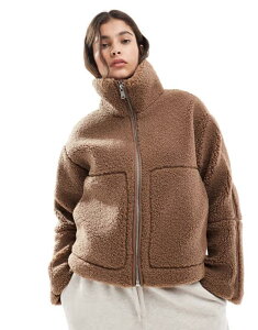 �I�����[ ���f�B�[�X �A�E�^�[ �W���P�b�g�E�u���]�� �W���P�b�g ONLY slouchy teddy jacket in light BROWN �u���E��