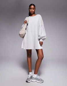 GC\X fB[X gbvX s[X ~js[X ~j Rbg ASOS DESIGN cotton trapeze sweat mini dress heather TBC O[