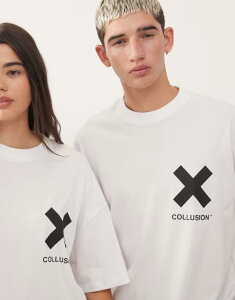 �R���[�W���� ���f�B�[�X �g�b�v�X T�V���c ���S COLLUSION Unisex logo t-shirt WHITE �z���C�g