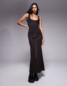 �G�C�\�X ���f�B�[�X �g�b�v�X �����s�[�X �}�L�V�����s�[�X �}�L�V ASOS DESIGN scoop tie front maxi dress in chocolate Chocolate �`���R���[�g
