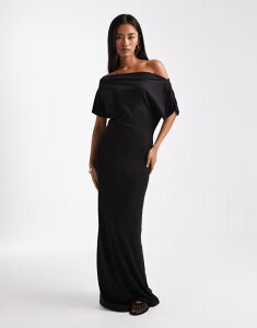 �~�X�Z���t�t���b�W ���f�B�[�X �g�b�v�X �����s�[�X �}�L�V�����s�[�X �}�L�V Miss Selfridge off the shoulder maxi dress Black �u���b�N