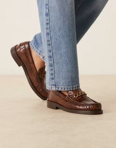 EH[Nh fB[X V[Y Xb|E[t@[ U[ [t@[ Walk London Dalston chain loafers in tan embossed leather TAN ^