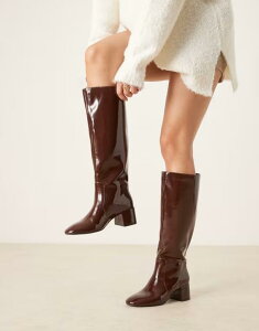 �G�C�\�X ���f�B�[�X �V���[�Y �u�[�c�E���C���u�[�c ASOS DESIGN Cookie round toe pull on knee boots in chocolate Chocolate �`���R���[�g