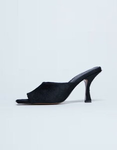 gbvVbv fB[X V[Y T_ U[ q[ Topshop Fox real leather pony heeled mules Black pony ubN