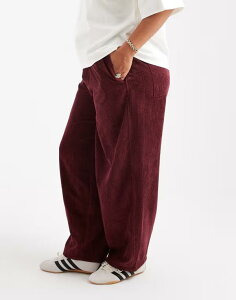 �G�C�\�X ���f�B�[�X �{�g���X �J�W���A���p���c �R�[�f�����C �p���c ASOS DESIGN Curve corduroy barrel leg pull on pants Burgundy �o�[�K���f�B