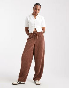 GC\X fB[X {gX JWApc Chocolate ASOS DESIGN Tall corduroy barrel leg pull on pants in chocolate