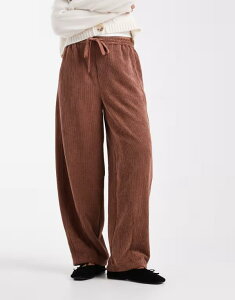 �G�C�\�X ���f�B�[�X �{�g���X �J�W���A���p���c �p���c ASOS DESIGN cord barrel leg pull on pants in chocolate Chocolate �`���R���[�g
