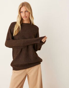 �G�C�\�X ���f�B�[�X �A�E�^�[ �j�b�g�E�Z�[�^�[ �N���[�l�b�N �Z�[�^�[ ASOS DESIGN oversized crew neck cocoon fluffy sweater in chocolate Chocolate �`���R���[�g