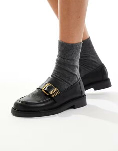 �A���h ���f�B�[�X �V���[�Y �X���b�|���E���[�t�@�[ ���[�t�@�[ ALDO Kalya loafers with gold buckle detailing Black �u���b�N