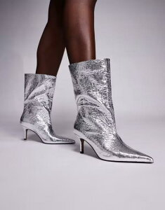 �G�C�\�X ���f�B�[�X �V���[�Y �u�[�c�E���C���u�[�c ���C�h���b�O �u�[�c ASOS DESIGN Candi wide leg pull-on boots SILVER �V���o�[