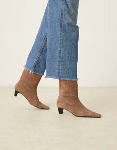 �}���S ���f�B�[�X �V���[�Y �u�[�c�E���C���u�[�c �X�G�[�h �u�[�c �q�[�� Mango suede square toe low heeled boots in mocha BROWN �u���E��
