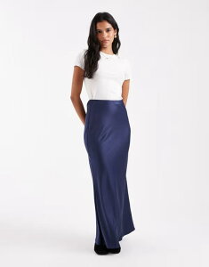 GC\X fB[X {gX XJ[g Te }LV ASOS DESIGN satin bias maxi skirt Navy lCr[