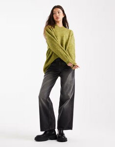 �G�C�\�X ���f�B�[�X �A�E�^�[ �j�b�g�E�Z�[�^�[ V�l�b�N �Z�[�^�[ ASOS DESIGN extreme boxy v neck boucle sweater in dark olive Olive �I���[�u