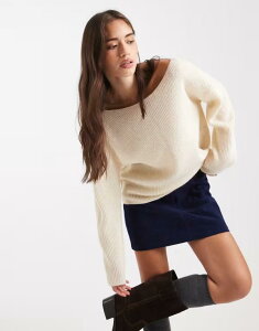 �~�X�Z���t�t���b�W ���f�B�[�X �A�E�^�[ �j�b�g�E�Z�[�^�[ �Z�[�^�[ Miss Selfridge slouchy off the shoulder sweater in cream CREAM �N���[��