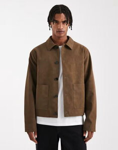 GC\X Y AE^[ WPbgEu] XG[h WPbg ASOS DESIGN faux suede harrington jacket BROWN uE