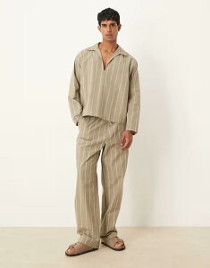 �G�C�\�X �����Y �{�g���X �J�W���A���p���c �p���c ASOS DESIGN baggy oversized pants stripe - part of a set Khaki �J�[�L