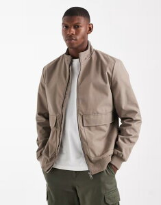 X[hxA Y AE^[ R[g WPbg Threadbare showerproof bomber jacket with front pockets in taupe Taupe g[v