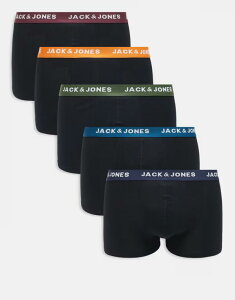 WbN Ah W[Y Y A_[EFA gNX Jack & Jones 5 pack boxer briefs with colored waistbands Black ubN