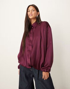GC\X fB[X AE^[ WPbgEu] WPbg ASOS DESIGN bubble hem bomber jacket in plum Fig v