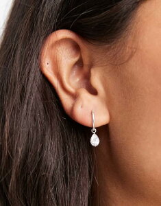 yz LOX[CA fB[X sAXECO ANZT[ Kingsley Ryan 12mm hoops with cubic zirconia teardrop charm Silver
