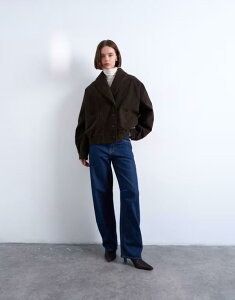 gbvVbv fB[X AE^[ WPbgEu] XG[h WPbg Topshop faux suede shawl bomber jacket in chocolate chocolate `R[g