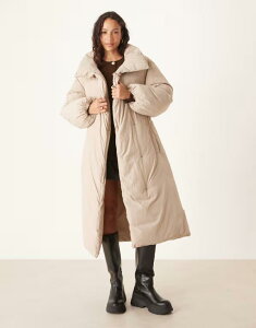 GC\X fB[X AE^[ R[g X^hlbN WPbg ASOS DESIGN funnel neck longline puffer jacket in marshmellow Oatmeal I[g~[