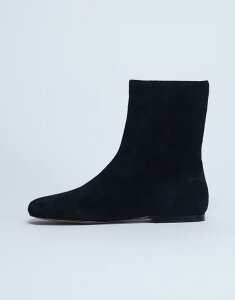 �g�b�v�V���b�v ���f�B�[�X �V���[�Y �u�[�c�E���C���u�[�c �X�G�[�h �u�[�c Topshop Peri real suede flat square toe boots Black �u���b�N