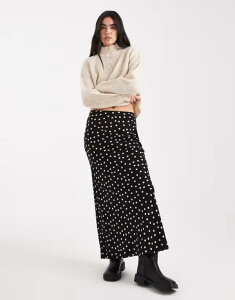 GC\X fB[X {gX XJ[g vg Te }LV ASOS DESIGN satin bias maxi skirt in dot print Spot