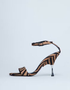 �g�b�v�V���b�v ���f�B�[�X �V���[�Y �T���_�� ���U�[ �q�[�� Topshop Fran real leather pony with metal high heel in tiger pony Tiger pony �A�j�}��