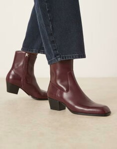 �}���S ���f�B�[�X �V���[�Y �u�[�c�E���C���u�[�c �A���N�� �u�[�c �q�[�� Mango square toe heeled ankle boots in cherry Cherry ���b�h