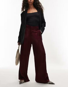 �G�C�\�X ���f�B�[�X �{�g���X �J�W���A���p���c ���C�h���b�O �p���c �T�e�� ASOS DESIGN satin tailored wide leg pants in plum Plum �v����