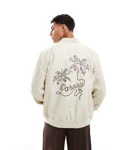 GC\X Y AE^[ WPbgEu] vg WPbg ASOS DESIGN lightweight bomber jacket with print in stone STONE Xg[