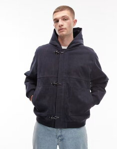 R[W Y AE^[ R[g XG[h WPbg COLLUSION hooded suede look jacket with hardware trim NAVY lCr[