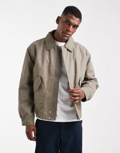 GC\X Y AE^[ WPbgEu] WPbg ASOS DESIGN harrington wax jacket in stone STONE Xg[