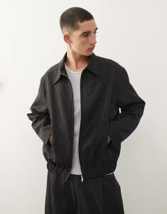 R[W Y AE^[ R[g WPbg COLLUSION tailored bomber jacket in pinstripes Black Pinstripe ubN