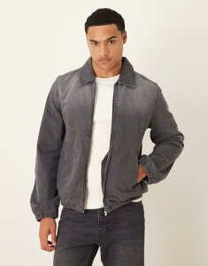 GC\X Y AE^[ WPbgEu] fj WPbg ASOS DESIGN bomber style denim jacket in heavy gray wash Gray wash O[