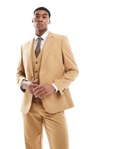 GC\X Y AE^[ WPbgEu] E[ WPbg ASOS DESIGN slim suit jacket with wool in camel basketweave CAMEL L