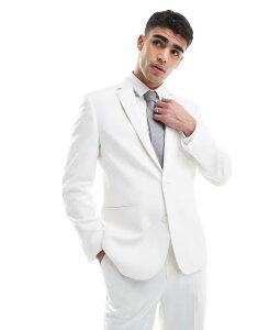 GC\X Y AE^[ WPbgEu] WPbg ASOS DESIGN slim suit jacket in textured white fabric WHITE zCg